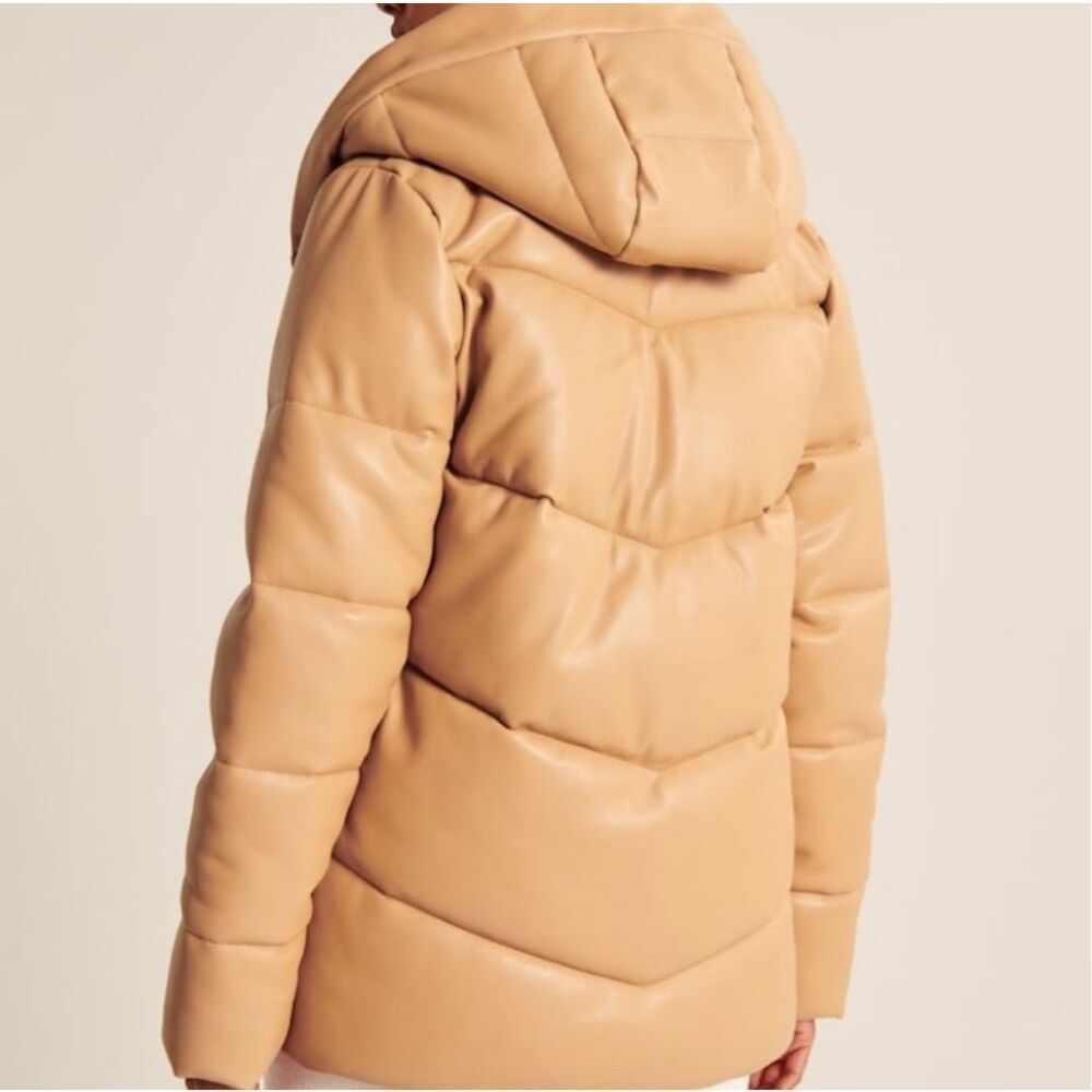 Abercrombie & Fitch Vegan Leather Puffer Coat Size S - Picture 2 of 10